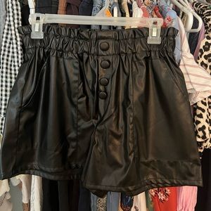 Faux Leather Paper bag shorts